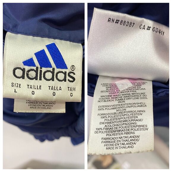 Adidas Reversible Jacket Coat Size Large Navy Blue And Yellow 90s Fleece/Nylon - Picture 7 of 12